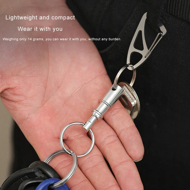 Removable Keyring Outdoor Gadgets Camping Pen Double Key Ring Holder Qme