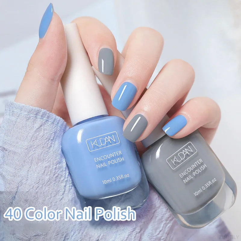 10ml Water-based Nail Polish Long Lasting Tearable Quick Dry No Bake Semi-permanent Varnish DIY Fashion Manicure 40 Color Qme