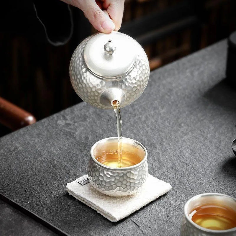 Silver-plated Tea Brewing Teapot Light Luxury Teacup Ceramic Qme