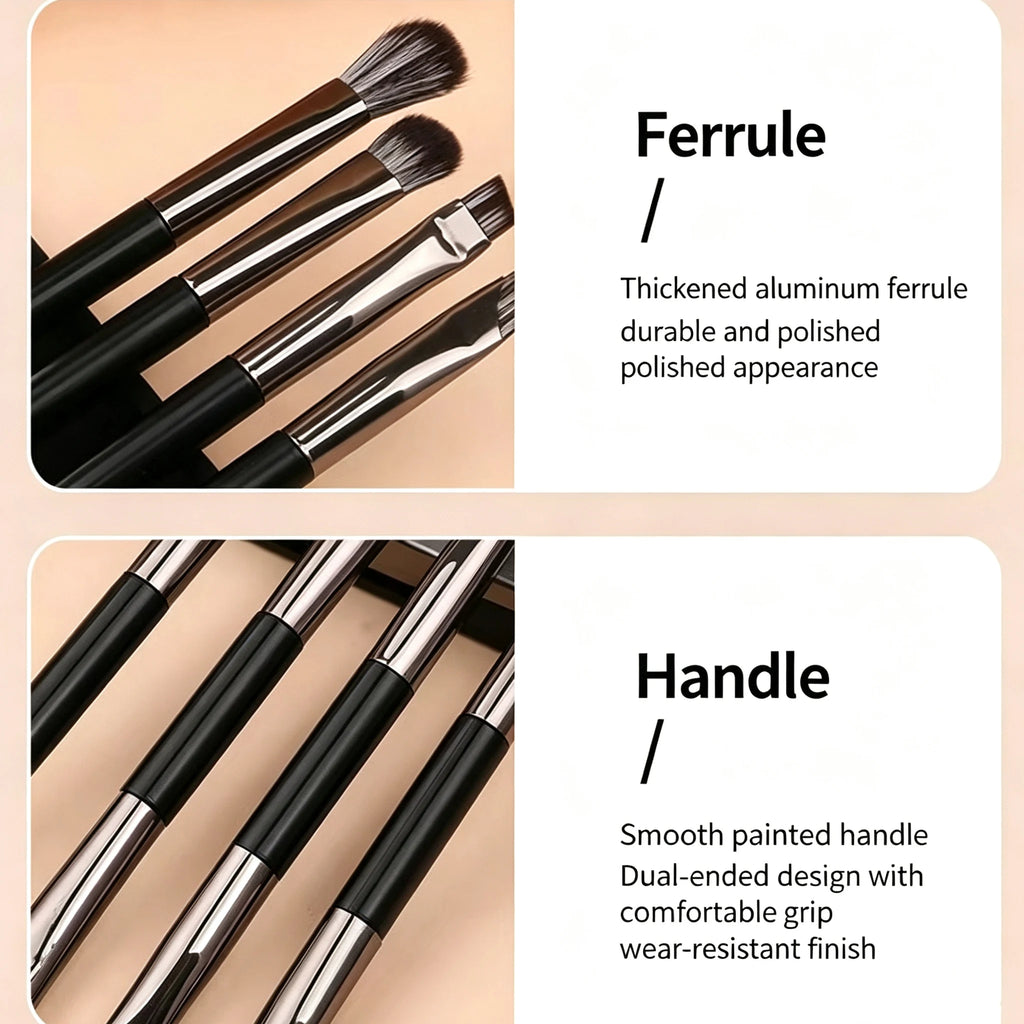 4-piece Double-headed Eye Shadow Brush Mirror Portable Nose Concealer Qme