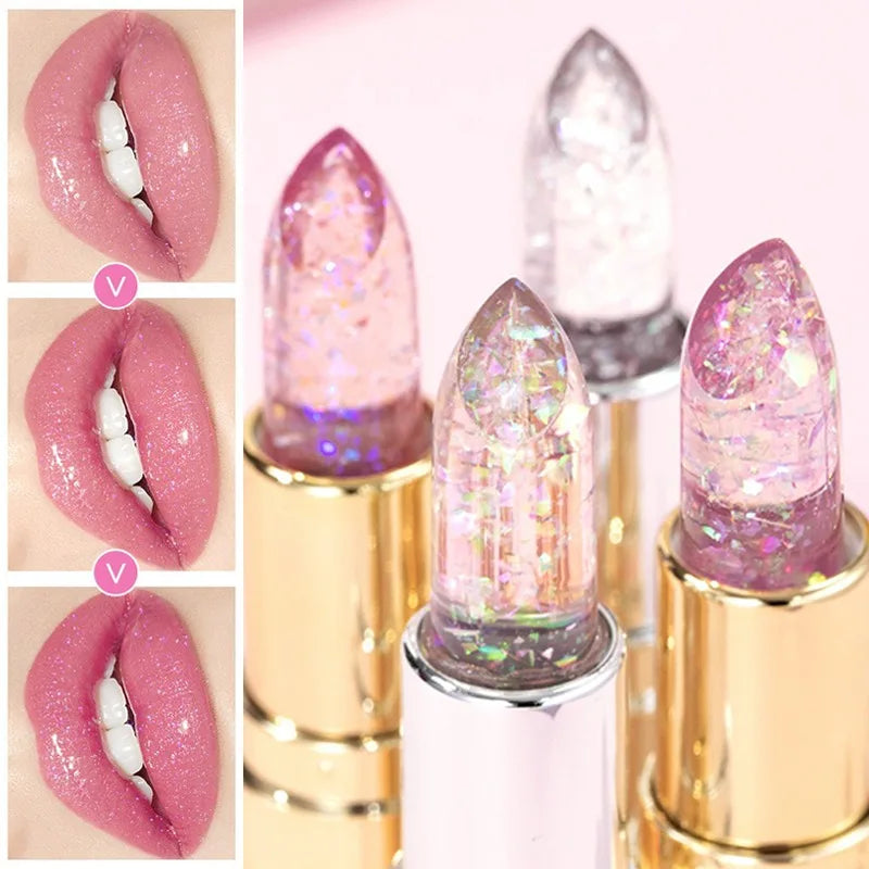 Shining Jelly Lipstick Color Change with Temperature Lip Stick Hydrating Moisturising Reduce Lip Wrinkle Color Changing Lipstick Qme