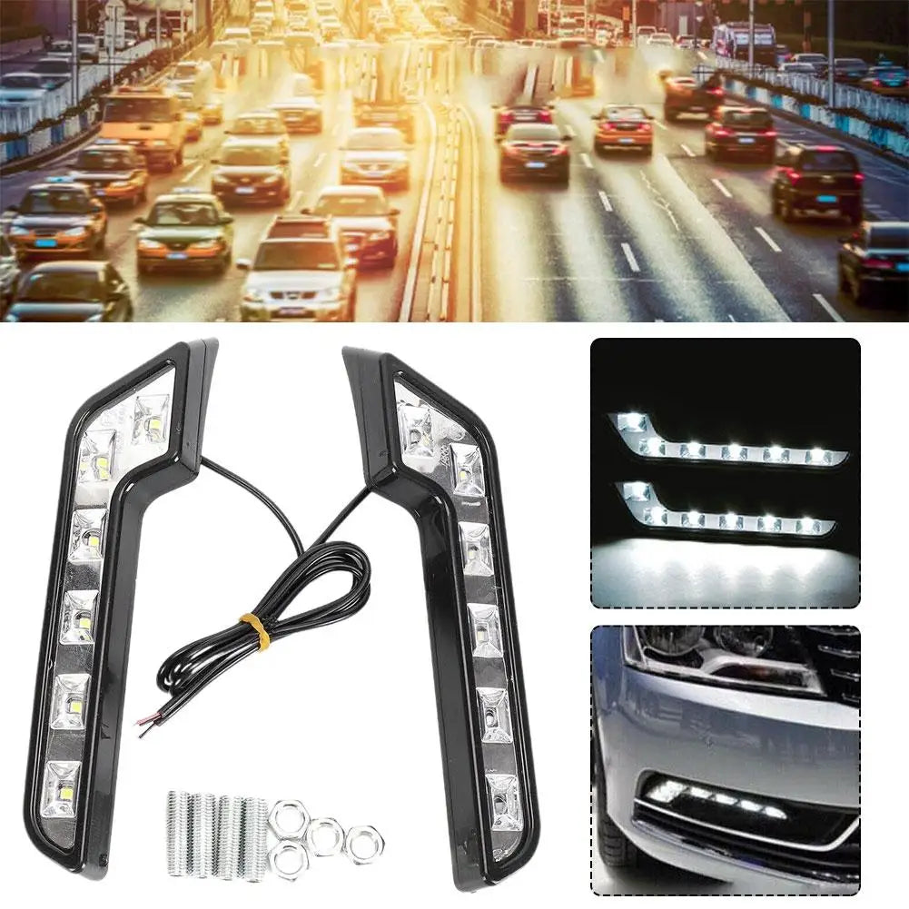 CAR Daytime Running Lights L shaped Driving Lamp Daytime Running Fog Light Waterproof Car LED Lamp Car Accessorie Qme