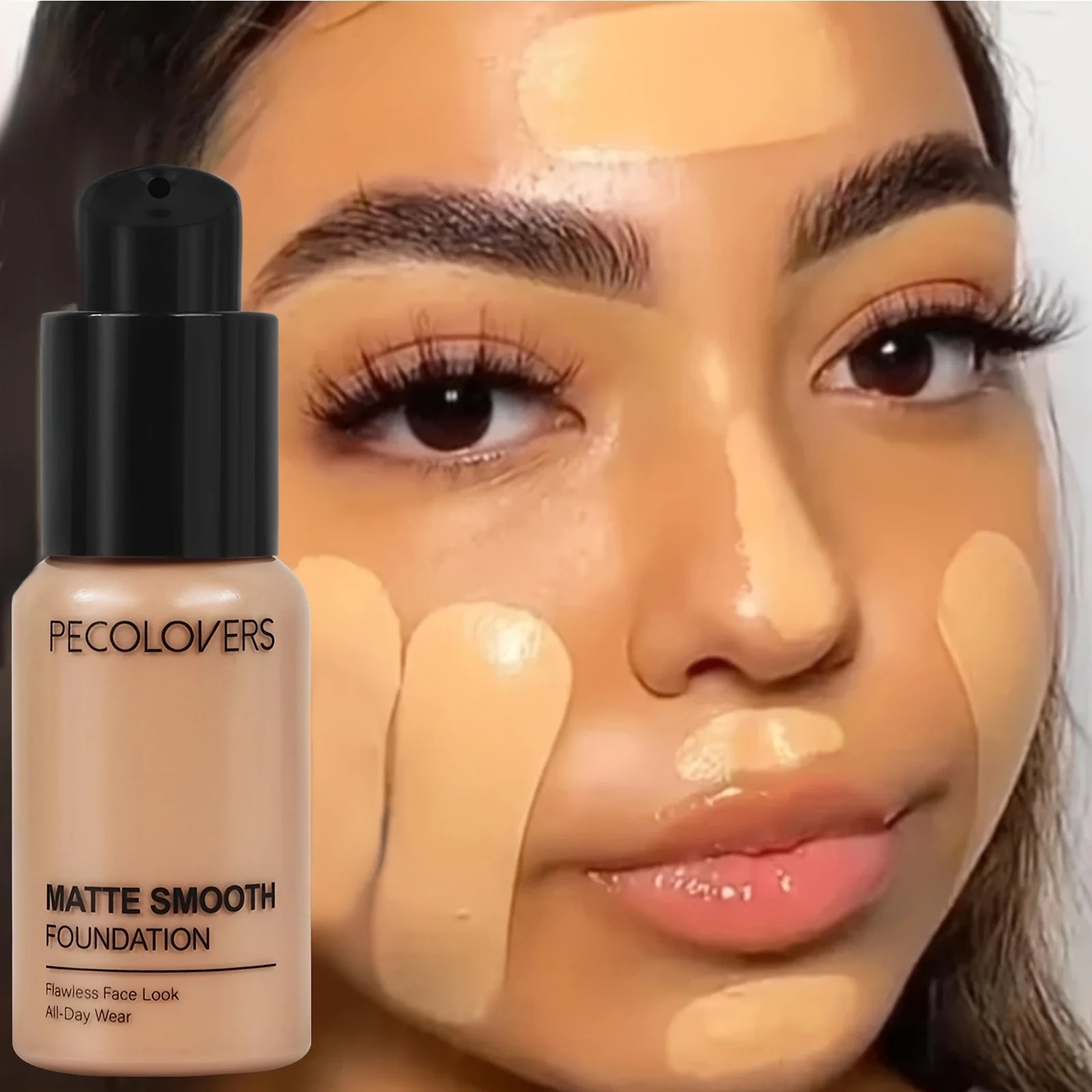 PECOLOVERS Matte Finish Liquid Foundation - Oil-Control, Waterproof, Full Coverage Concealer for All Skin Tones Qme