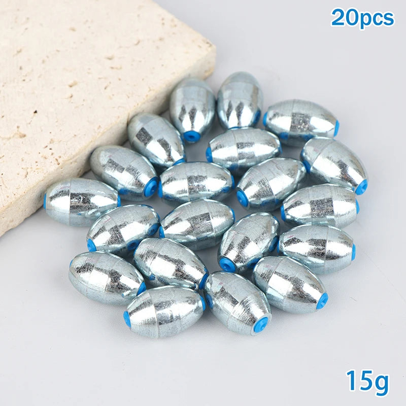 Alloy Hollow Olive Fishing Sinkers3 4 6 8 10 12 Wax Coating Weight Qme 15g