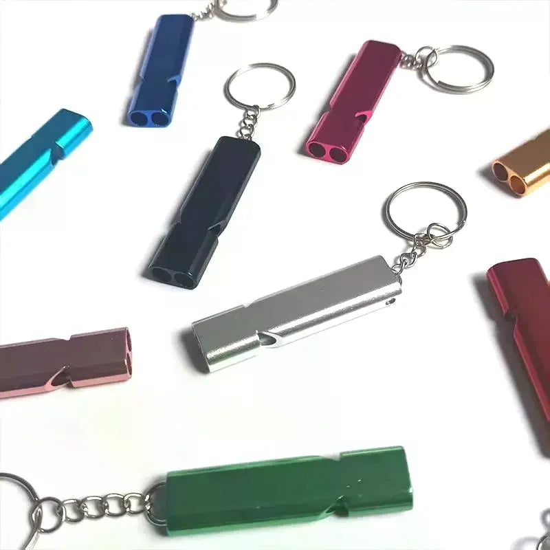 Dual Frequency Survival Whistle Flat Metal Outdoor Hiking Climbing Qme