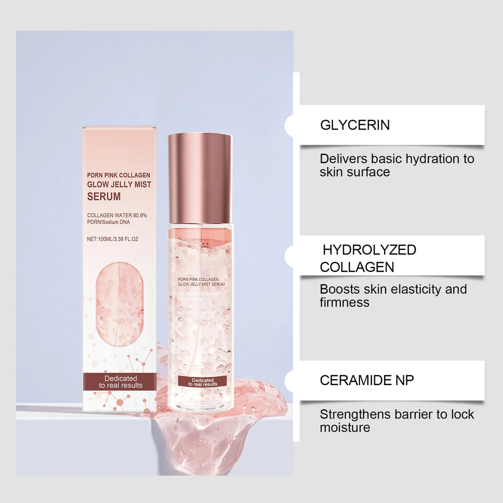 Jelly Mist Serum Brightening Firming Hydrating Face Spray Smoothing Facial Hyaluronic Acid Collagen Moisturizing Skincare Set Qme