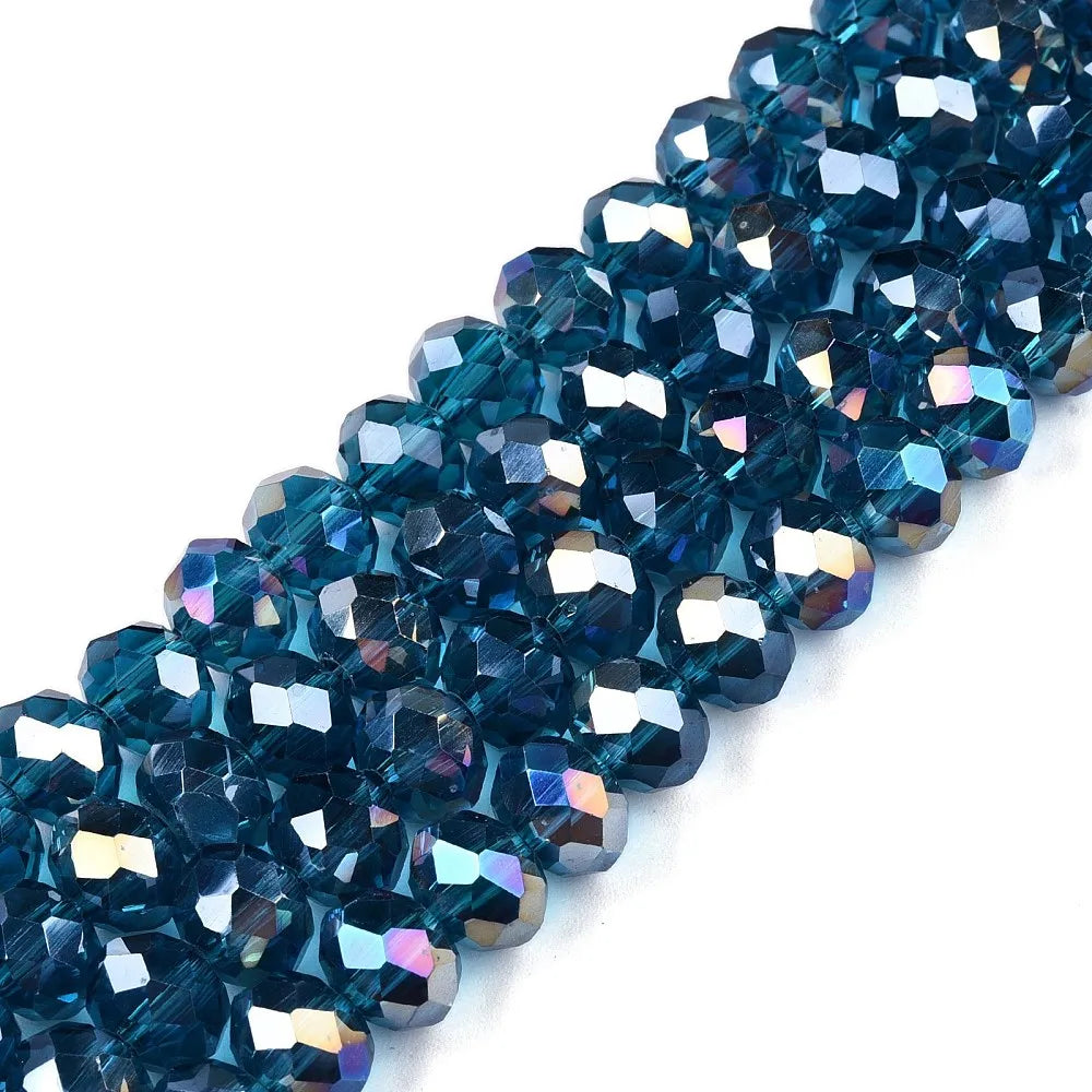 PandaHall 20strands glass Multicolor Beads AB Plated Faceted 8x6mm for DIY Jewelry Making Qme Teal