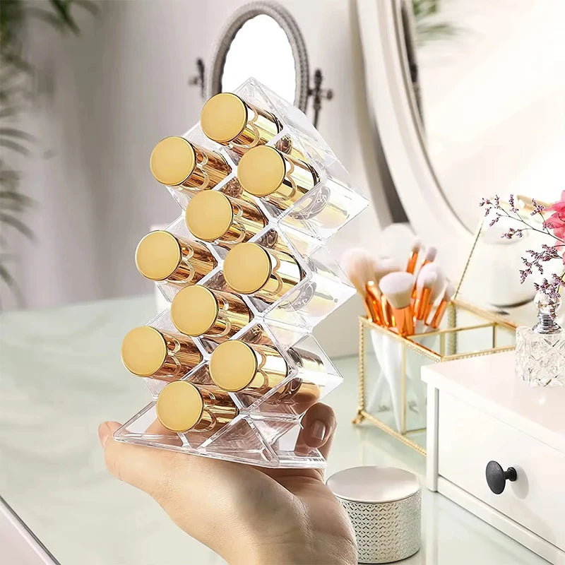 Clear Lipstick Storage Box Case Shelf Makeup Organizer 10 16 Grid Qme