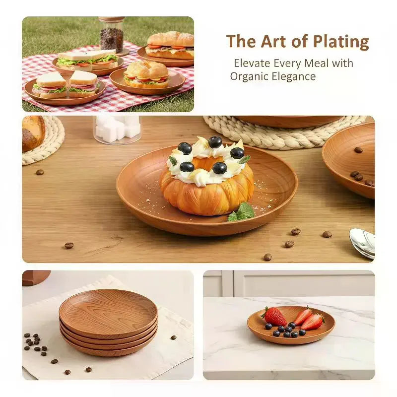 Japanese Style Tea Tray PP Plastic Wood Grain Serving Tray For Home Hotel Restaurant Multipurpose Cup Plate Wooden Spoon Qme