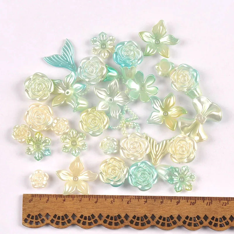 50g 1-4cm 8Colors Flower/Mermaid Mixed Resin Cabochons Embellishments Flatback DIY Crafts Making Jewerly Handmade Decor c4121 Qme 4