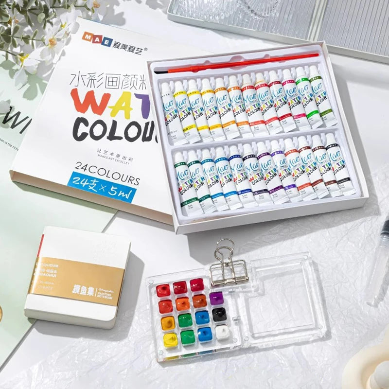 Travel Watercolour Paint Palette Mini Pocket Artist Watercolor Sets Qme