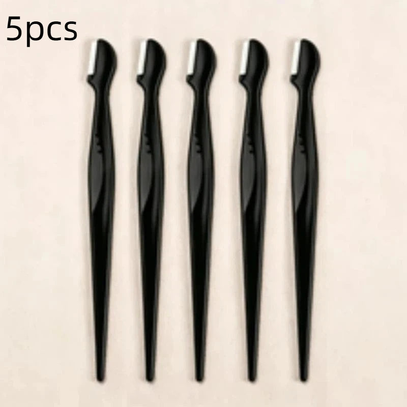 Precision Straight Handle Eyebrow Trimmers 2 3 Round Head Grooming Qme 5pcs Black