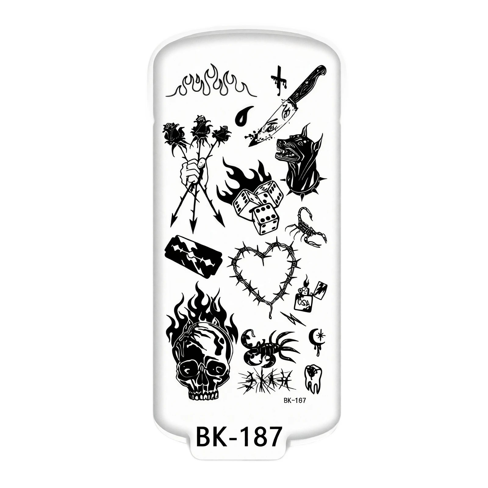 Ghoic Style Temporary Tattoos for Women and Men Sketch Skull Flower Design Body Decals Realistic Halloween Cosplay Fake Stickers Qme