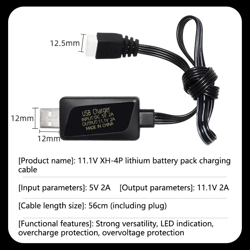 11 1V Li-ion Battery Charger 3S Balance Protective Light USB Qme