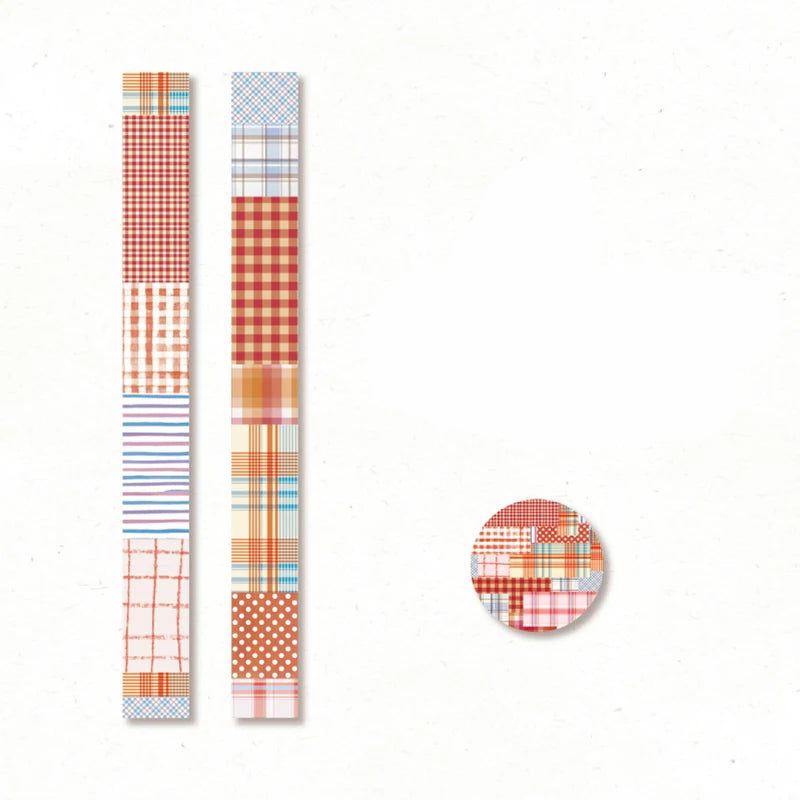 1 Roll Linen Plaid Theme Retro Washi Tape for DIY Journal, Photo Frame Collage Material, Scrapbook, Phone Case Decoration Qme 6