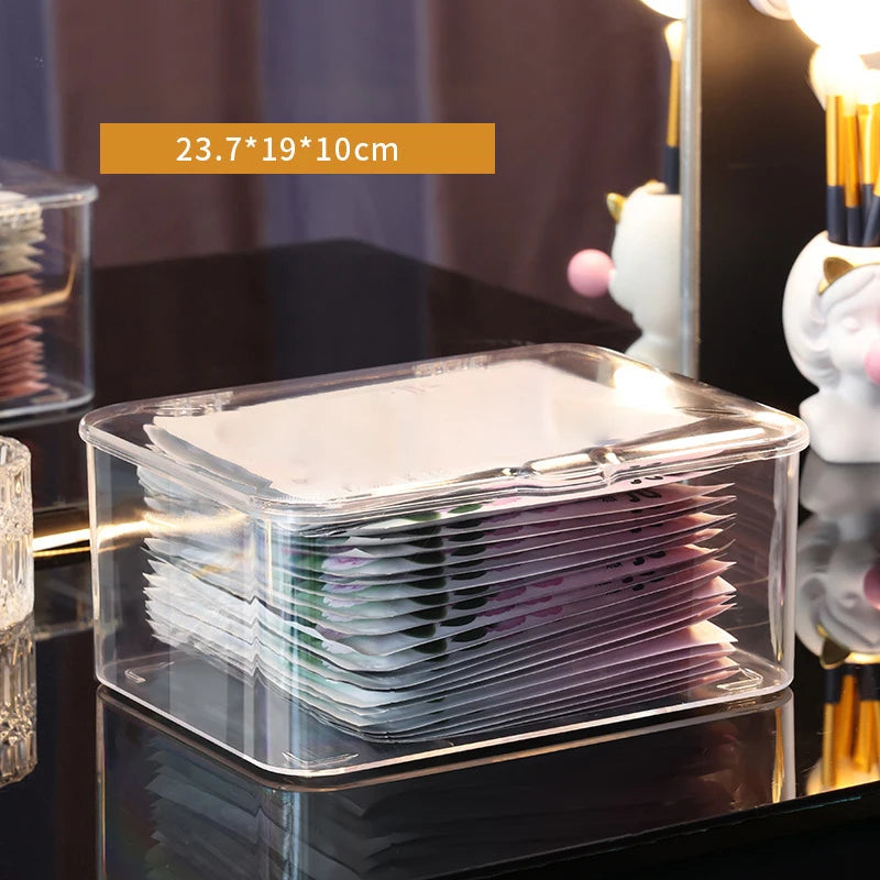 Lid Jewelry Make Up Organizer Home Desktop Storage Box Transparent Qme Transparent