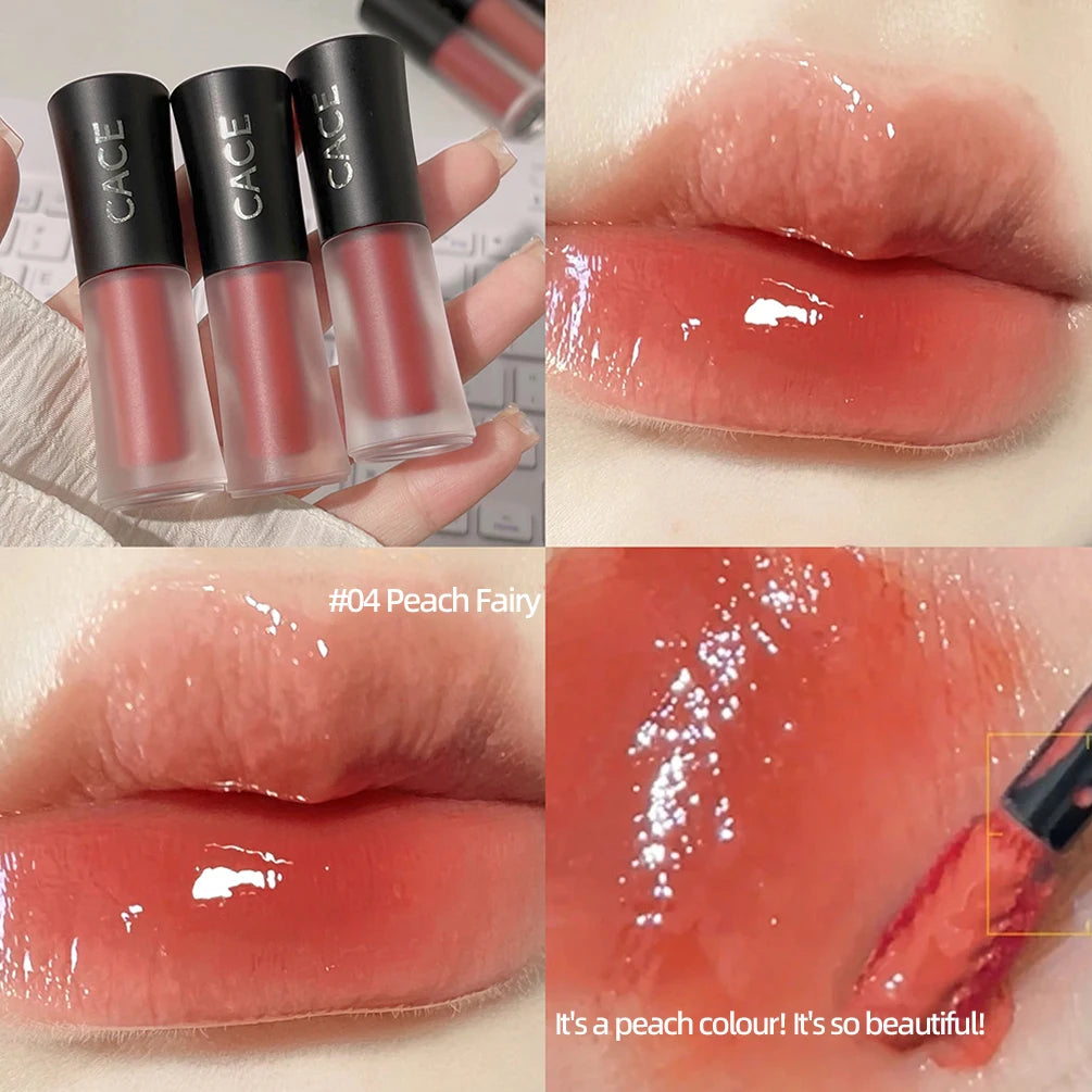Jelly Lip Gloss Long-Lasting Sexy Red Lip Glaze Colored Moisturizing Lipstick Mirror Water Lip Tint Korean Beauty Lips Makeup Qme 4