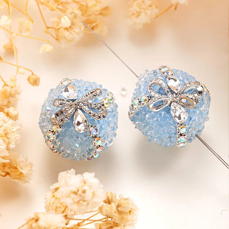 1PCS 16mm Rhinestone Ball Beads Moon Star Flower Loose Spacer Beads for Jewelry Making DIY Craft Supplies Christmas Decoration Qme 10