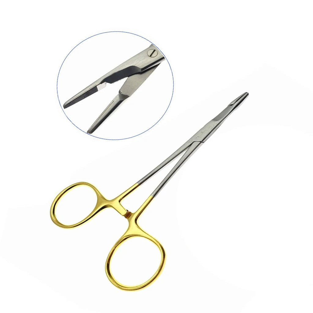 Multifunctional Needle Holder Scissors Insert Gold Handle Clamp Qme