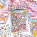 TIANZI Cartoon Miniature Scene 5 pcs 3D Landscaping Stickers DIY Cabin Scene Stacking and Pasting Hand Account Cute Stationery Qme 2A-10 Pcs