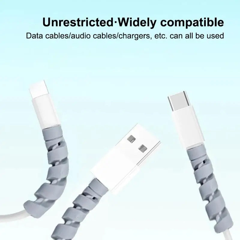 Silicone Spiral Cable Winder Durable USB Wire Protection Cord Saver Qme