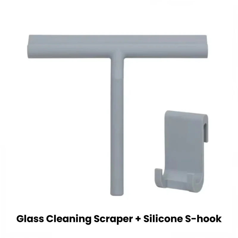 Shower Squeegee Household Window Glass Cleaning Scraper with Silicone Holder Bathroom Mirror Wiper Scraper Bathroom Accessories Qme Grey
