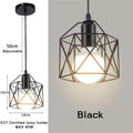 Industrial LED Pendant Lamps E27 Base Metal Hanging Lamps Chandelier Lights for Kitchen Island Cafe Stairway Hallway AC85-265V Qme black