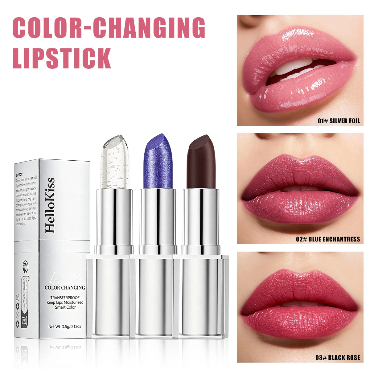 Temp Change Glitter Lipstick Pearlescent Lip Gloss Moisturizing Waterproof Long Lasting Non-stick Cup Lip Balm Women Lip Makeup Qme