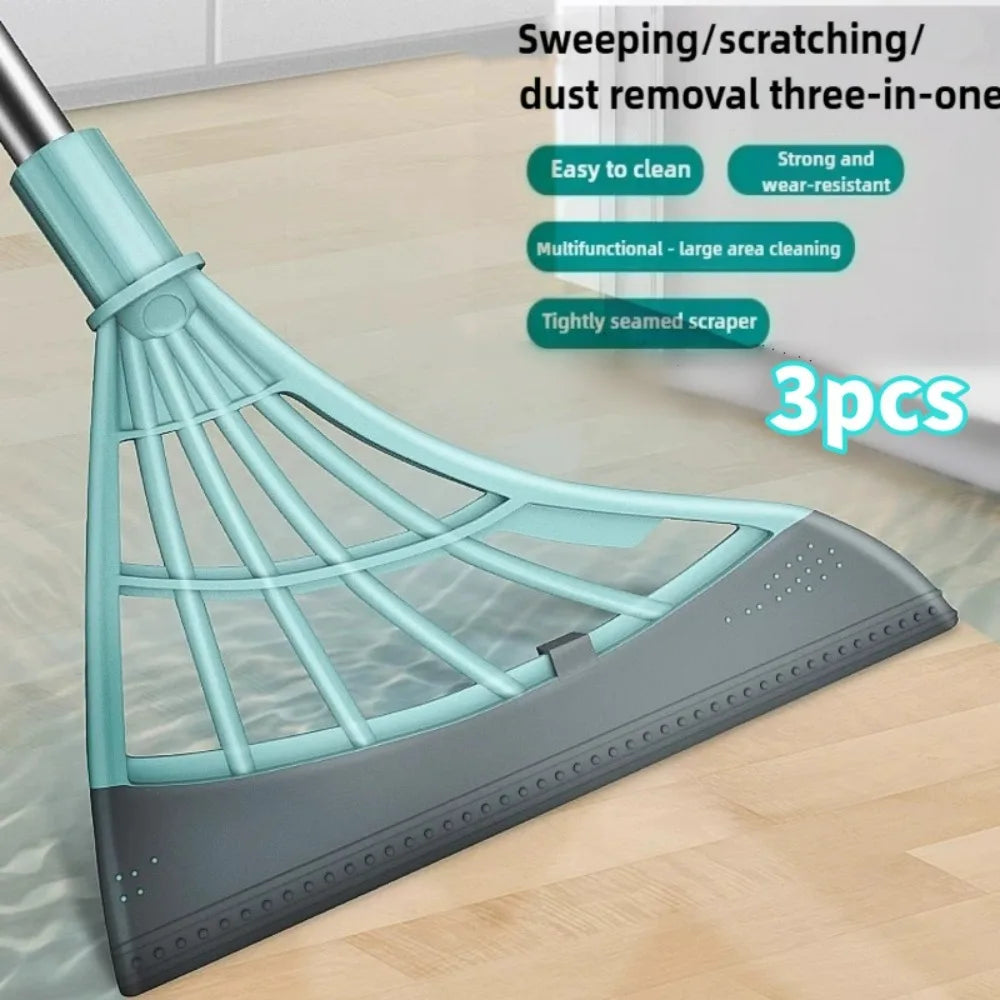 3pcs Silicone Floor Cleaning Broom Dust Removal with Out Sticking To Hair Squeegee Wiper Household Bathroom Floor Cleaning Tool Qme