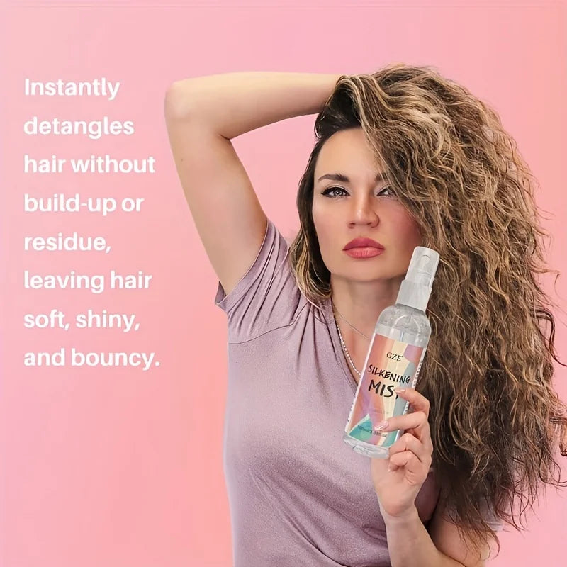 GZE HAIR SILKENING SPRAY Silk Therapy Thermal Shield,tThermal-Pressing Product that Polishes, Silkens, and Smooths Curly Texture Qme