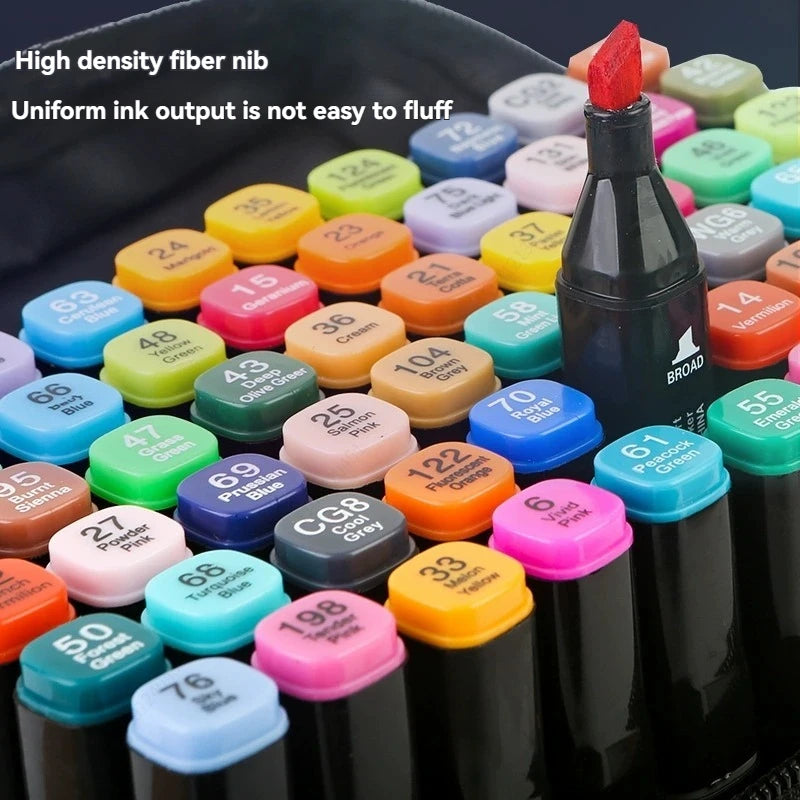 12 Pcs Oily Marker Pen Set Art Alcohol Based Markers Dual Tips Sketching Drawing Graffiti Manga School Art Supplies Qme