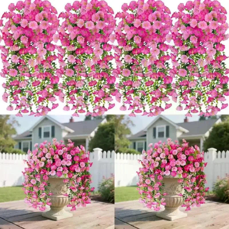 2/4Pcs Versatile Outdoor UV-Resistant Artificial Morning Glory & Eucalyptus Hanging Decor Perfect For Home Garden And Weddings Qme