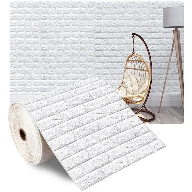 Antique Brick Textured Wall Covering 77cmx70cm 1- Water Proof Self Qme white 77x70cm 5pcs