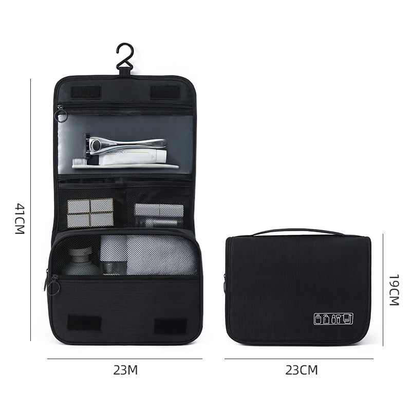 Large Capacity Washing Supplies Storage Bag Multifunction Travel Storage Handbag Portable Makeup Bag Waterproof Hanging Bags Qme Black