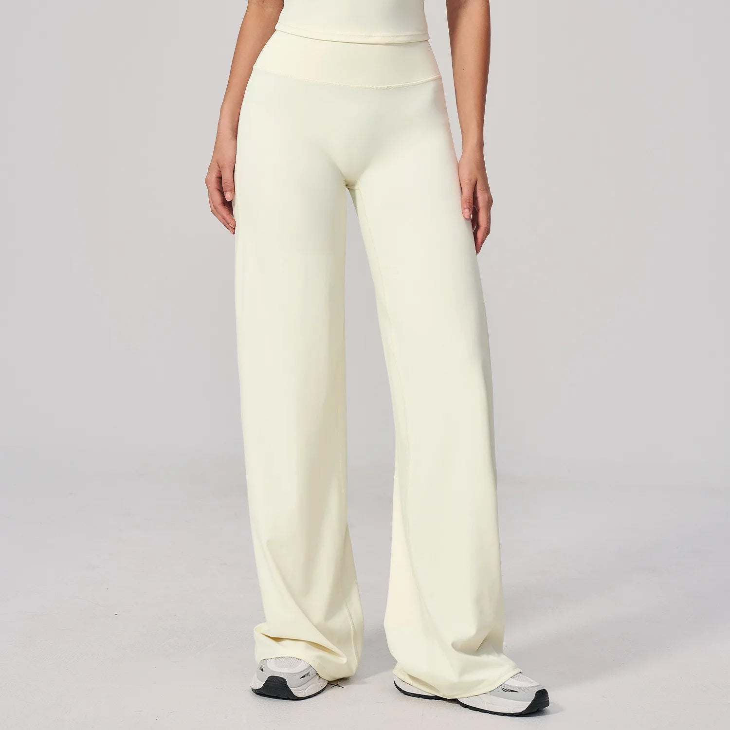 A New Autumn Winter High Waist Wide Leg Sports Pants, Naked Hip Lifting Loose Fitness Sweatpants For Outdoor Daily Leisure Qme Cream White S