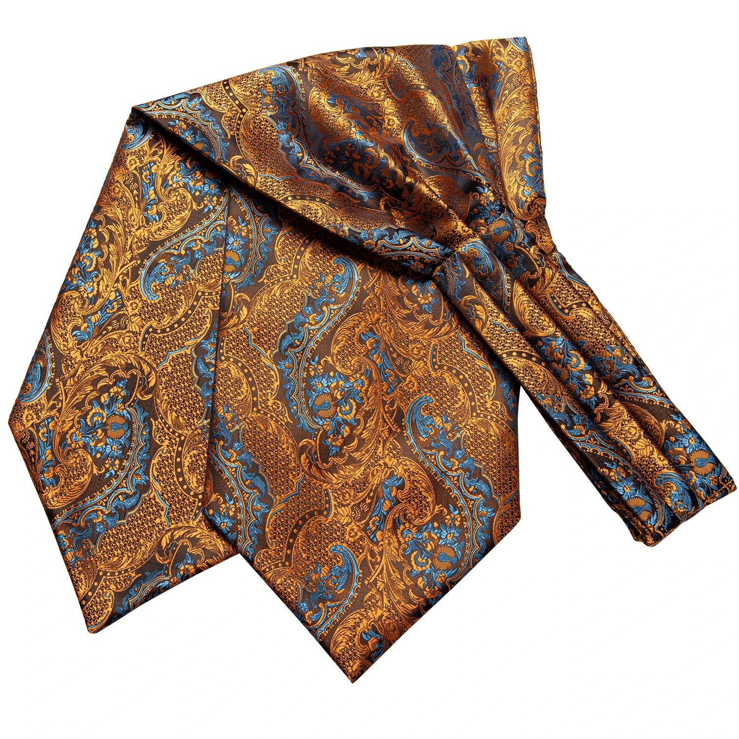 Hi-tie Silk Men's Ascot Pocket Square Cufflinks Jacquard Floral Qme