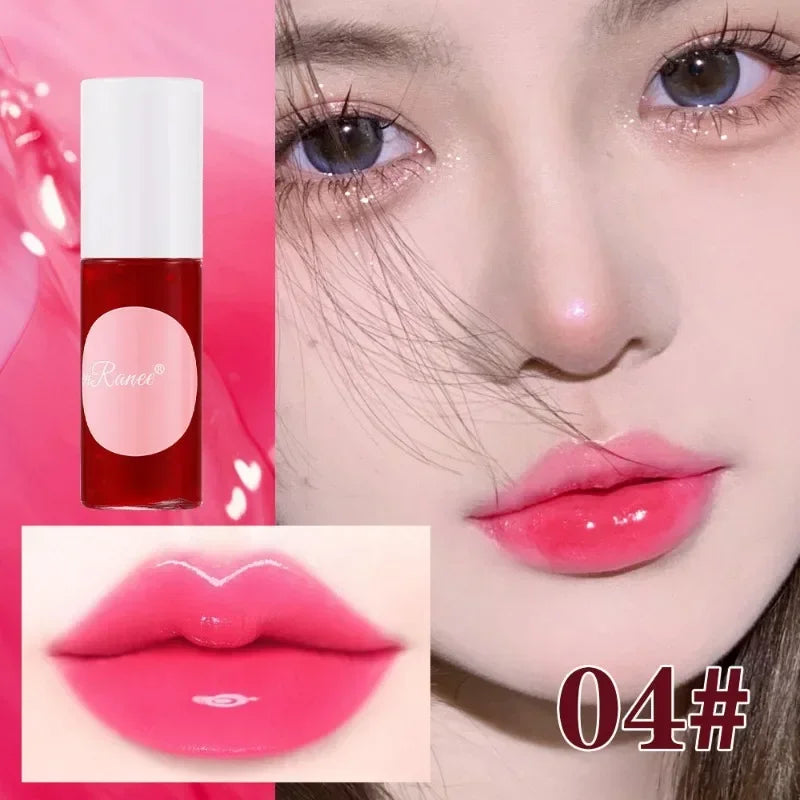 Water Tint Liquid Lip Stain Cherry Juice Lip Gloss Tint Non-stick Lasting Moisturizing Lip Dye Lips Cheek Rouge Water Makeup Qme 04