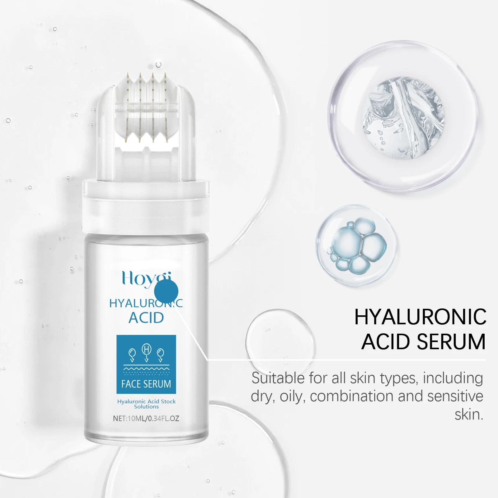 0.25mm Micro Needle Essence Hyaluronic Acid Microneedle Roller Facial Serum Hydrating Brightening Pore Refining Beauty Skin Care Qme
