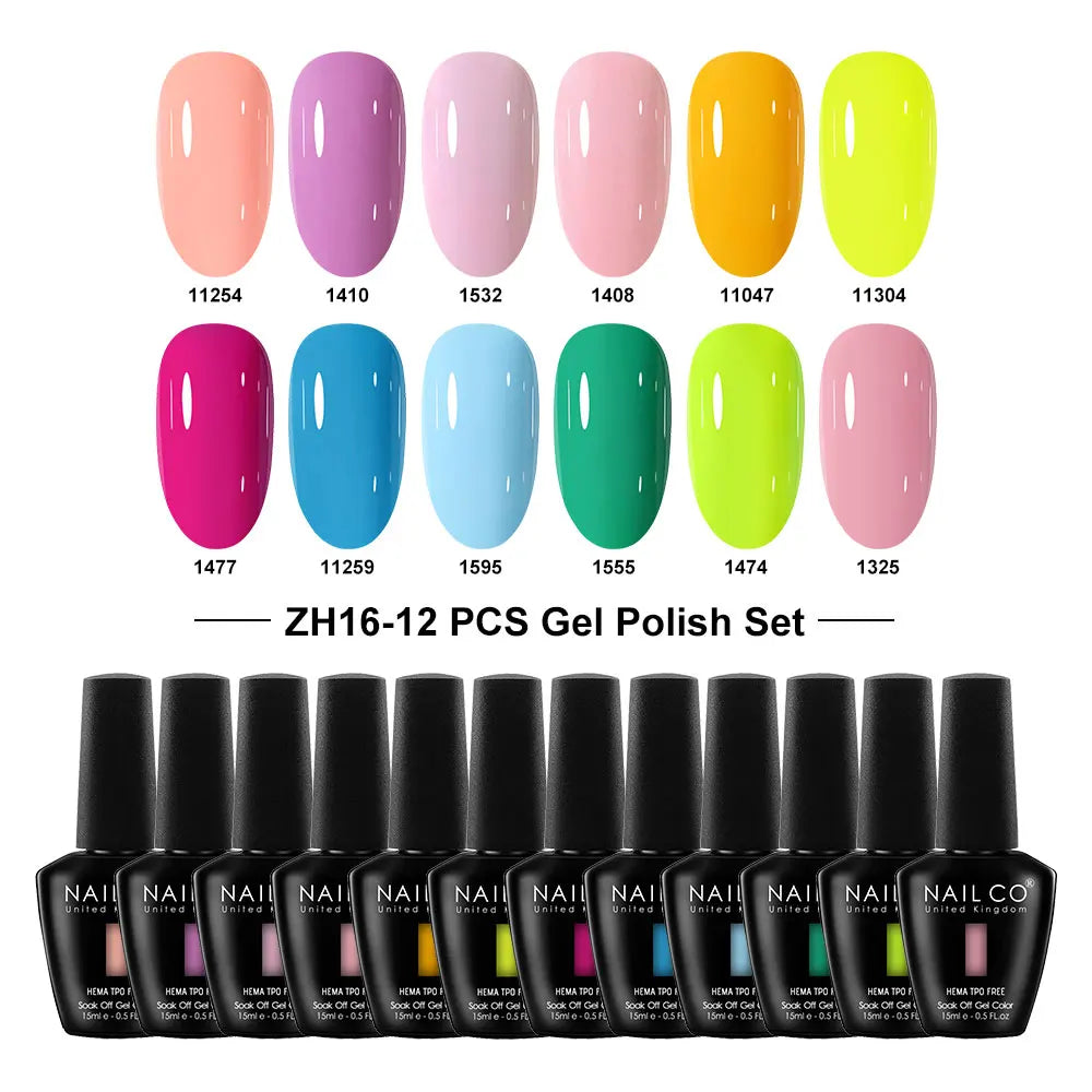 NAILCO Summer Macaroon Gel Nail Polish Semi Permanent UV Soak Off Art Qme NC-12H-ZH16