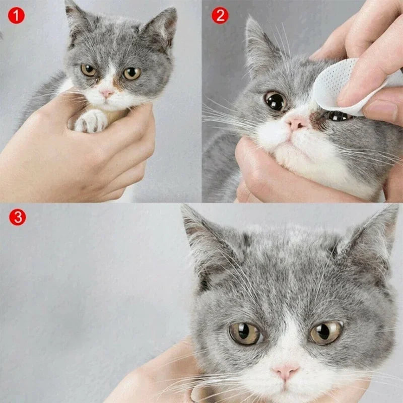 Pet Eye Wipes Dog Cat Cleaning Grooming Tear Stain Remover Gentle Qme