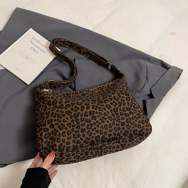 Leopard Print Large-capacity Bag Women Trendy Fashion Portable Qme Coffee