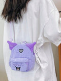 Cartoon Striped Velvet Phone Bag Girls' Diagonal Makeup Claw Doll Qme purple