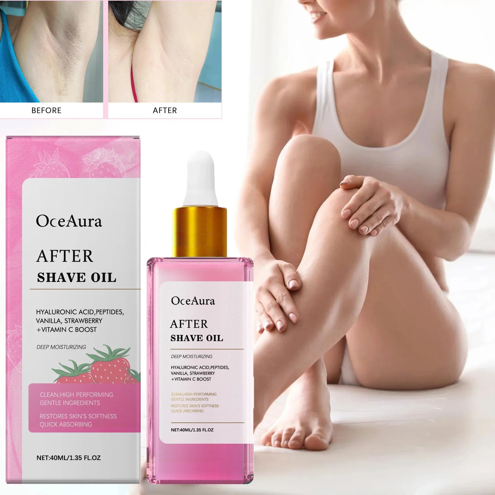 Strawberry After Shave Oil Hair Removal Soothing Essential Oil Moisturizes Repairs Soothes Skin Non-Greasy Post-Shave Care Oil Qme