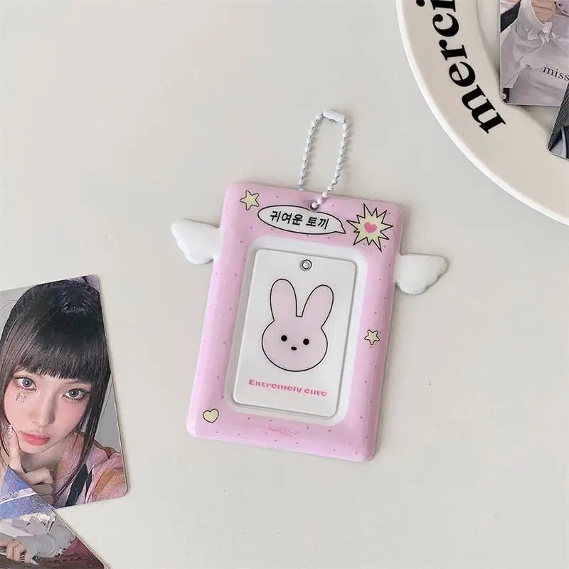 Cute Small Wings Card Holder Photocard Idol Photo Display Protect Qme Pink