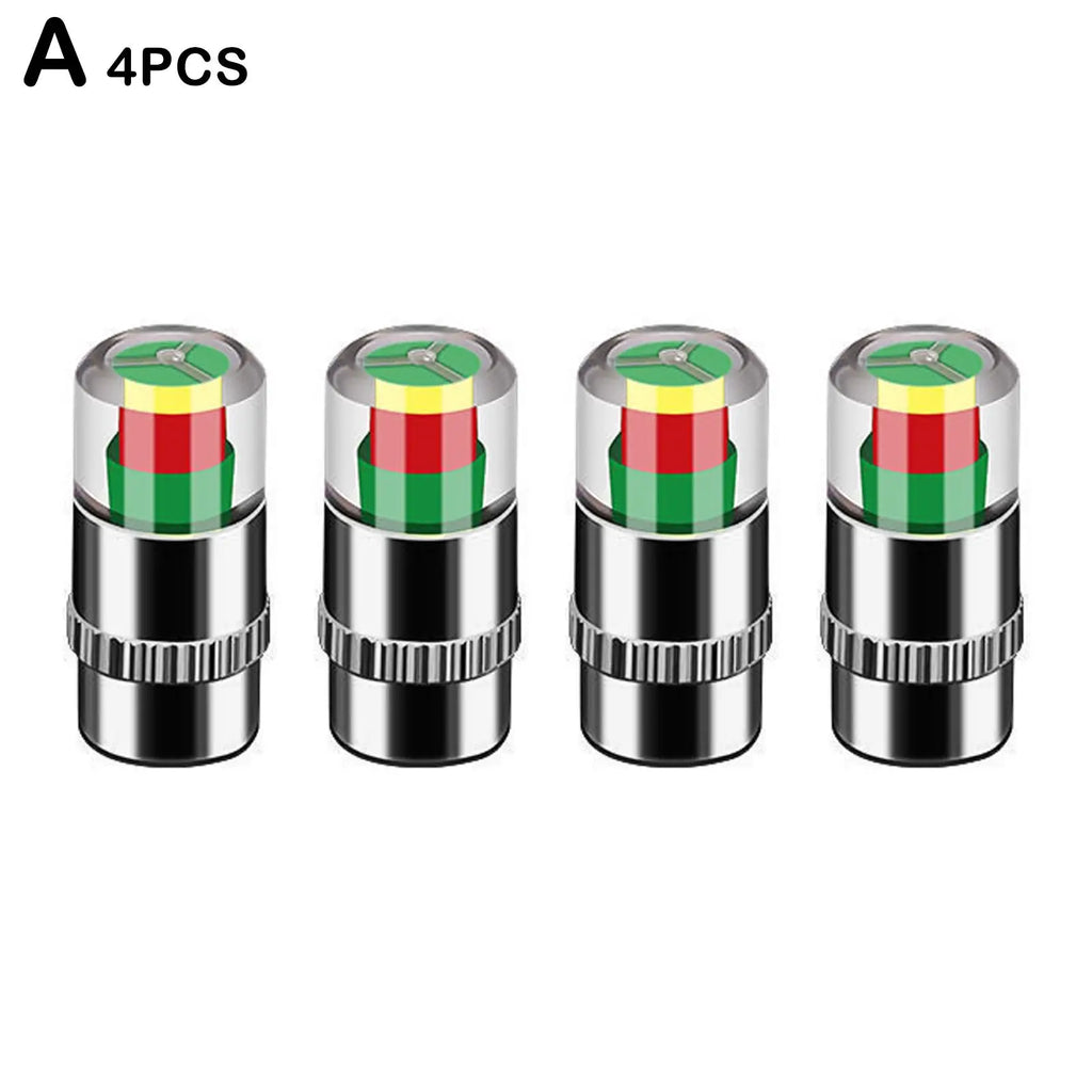 Cars Tire Air Pressure Monitor Alert 4Pcs/set Indicator Tire Valve Cap Gauge Car Accessories Car Tyre Pressure Gauge Caps Usefu Qme Silver