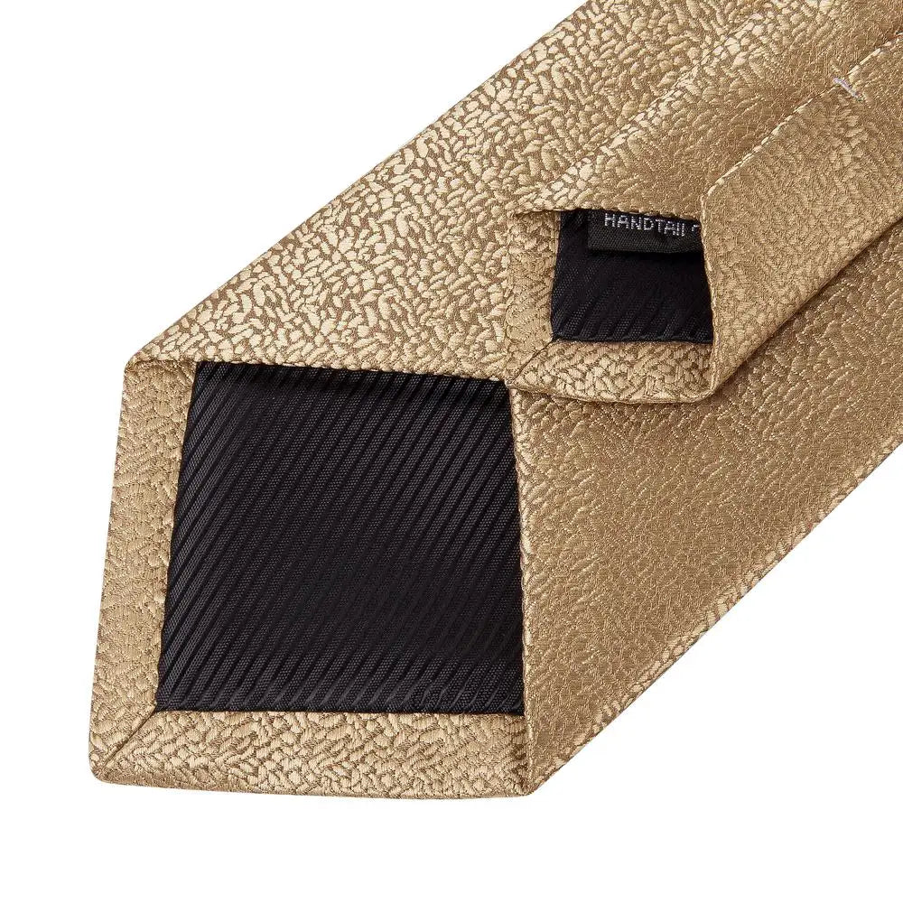 Designer Gold Solid Wedding Tie Men Handky Cufflink Striped Plaid Qme