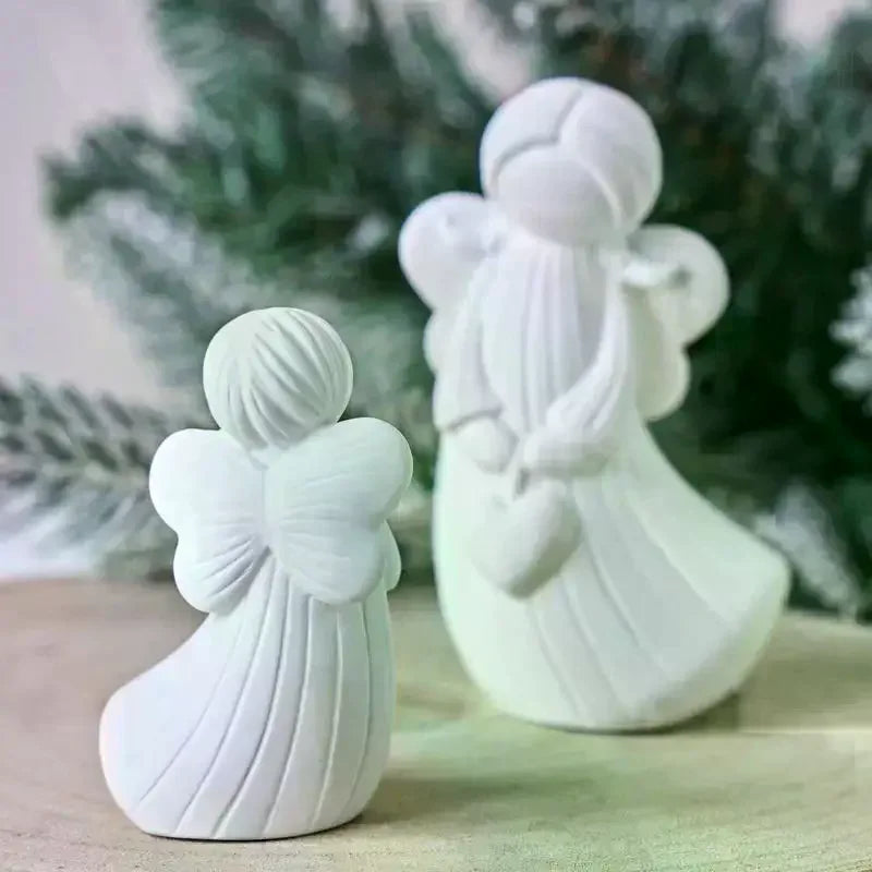 2Pcs DIY Handmade Angel Plaster Resin Moulds With Heart Star Designs 3D Angel Silicone Moulds Decorative Sculptures Craft Qme