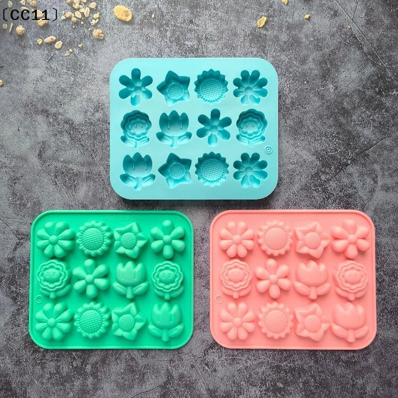 Food Grade Silicone Flower Mold Non Stick Homemade Baking Chocolate Qme