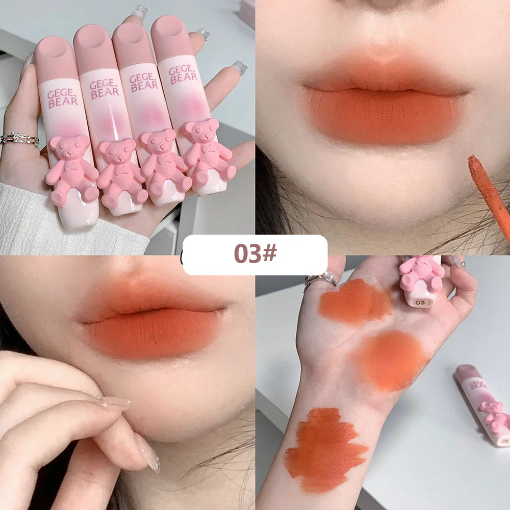 Gegebear Bear Lip Glaze Matte Velvet Lipstick Long-lasting Whitening Qme GX1079-3