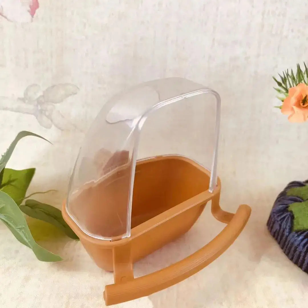 Clear Hanging Bird Cage Feeder Bowl Stand Plastic Food Water Qme YELLOW